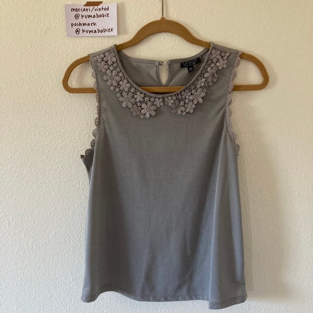 topshop - lacey floral peter pan collar top